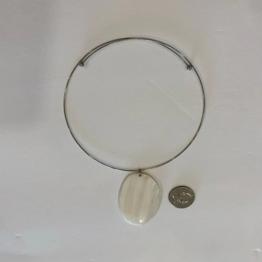 Genuine Mother of Pearl Silver Choker With Comfortable 17.5” Circumference.